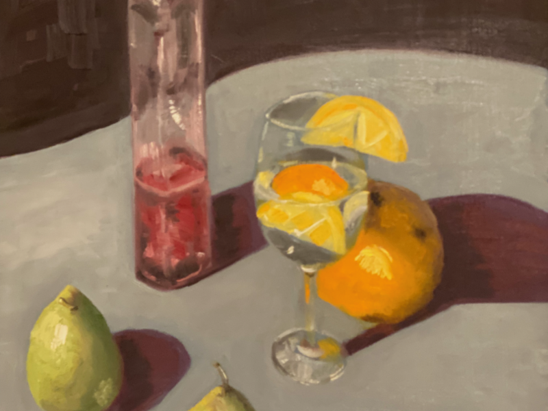 "Still Life Pears and Orange"