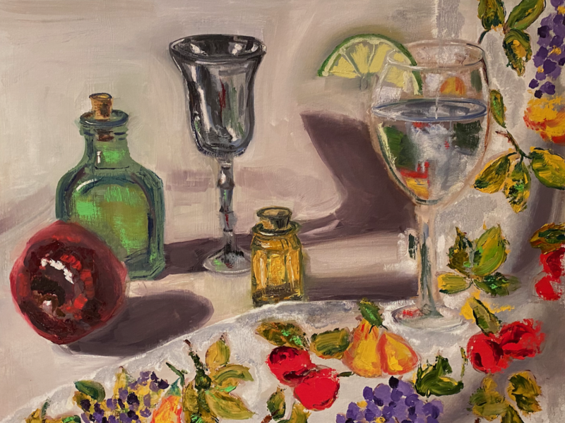 "Still Life with Green Bottle"