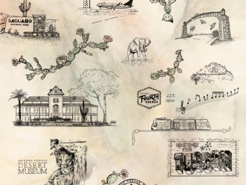 Tucson, My Home, map drawings