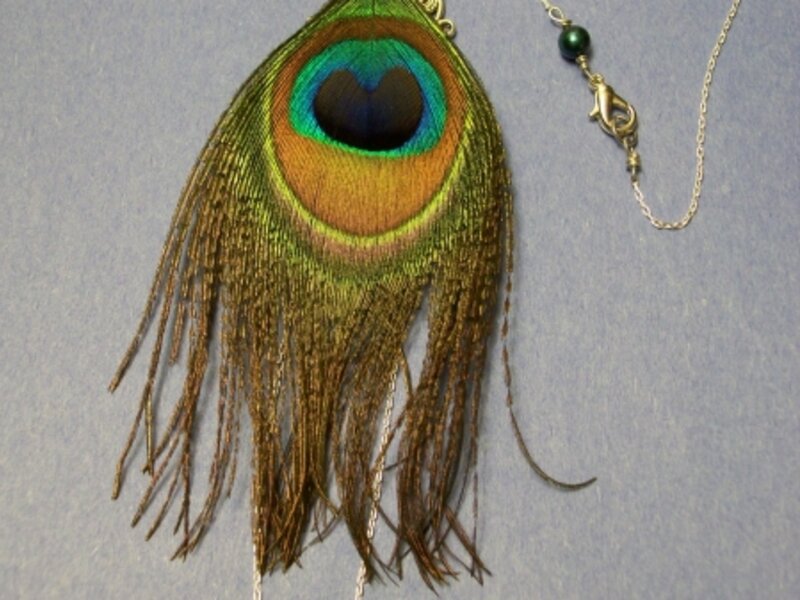 Elegant peacock feather necklace