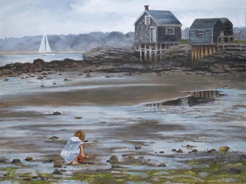painting of beach scene