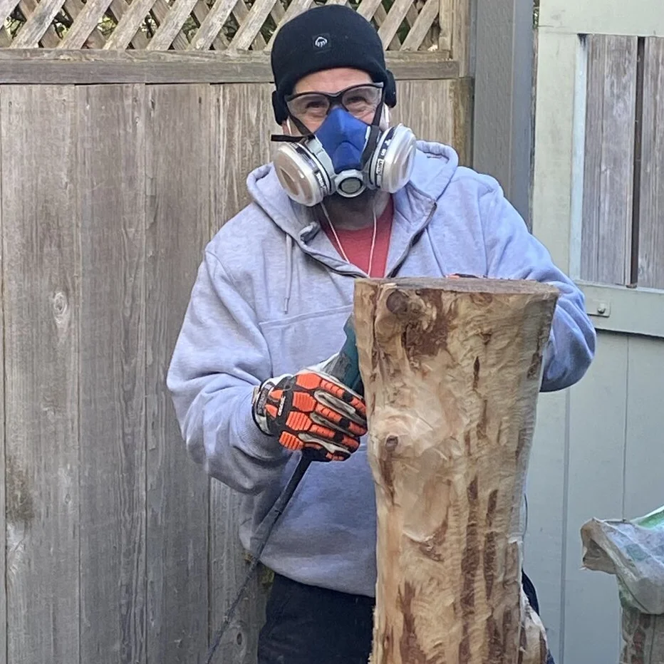 Carving redwood