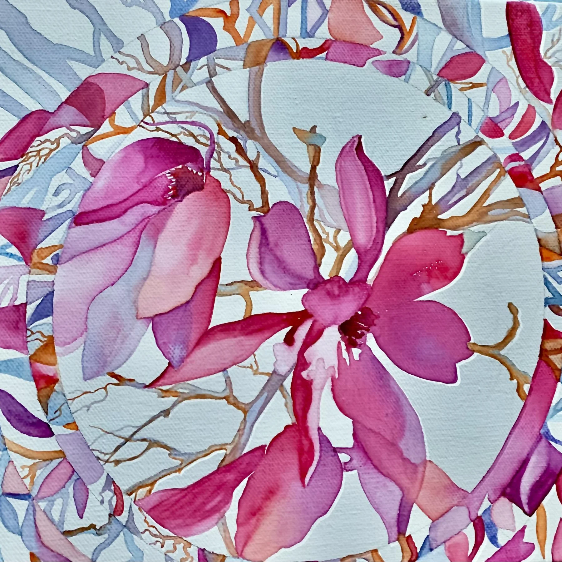 Watercolor on gallery wrapped canvas 10”x10”