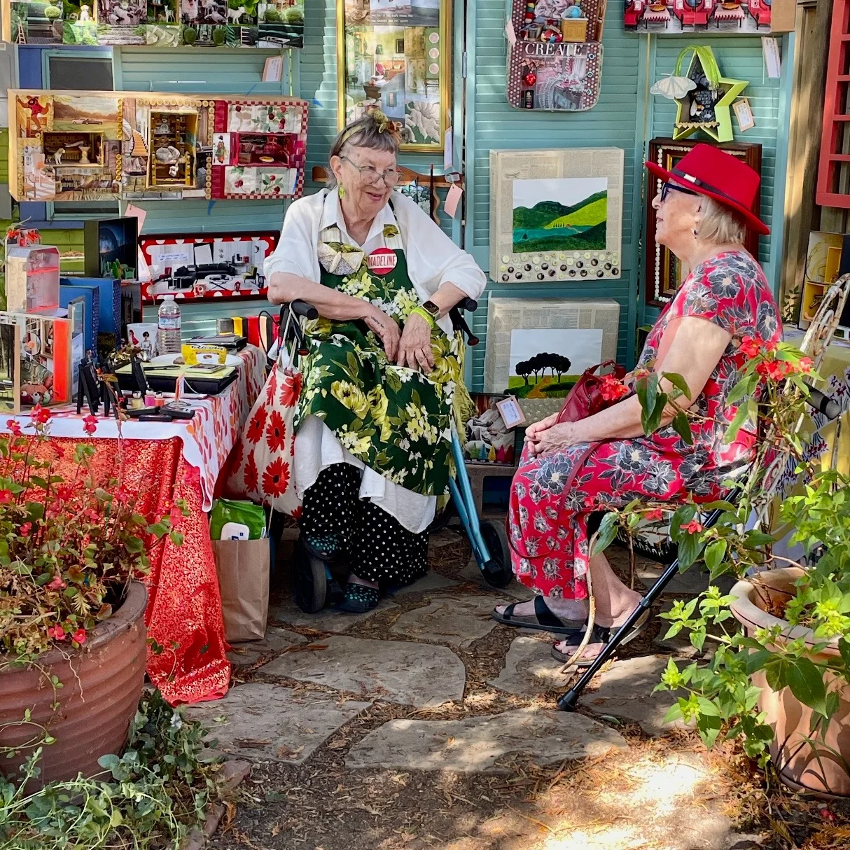 In the backyard redwood grove of fellow artist with a dear friend…
