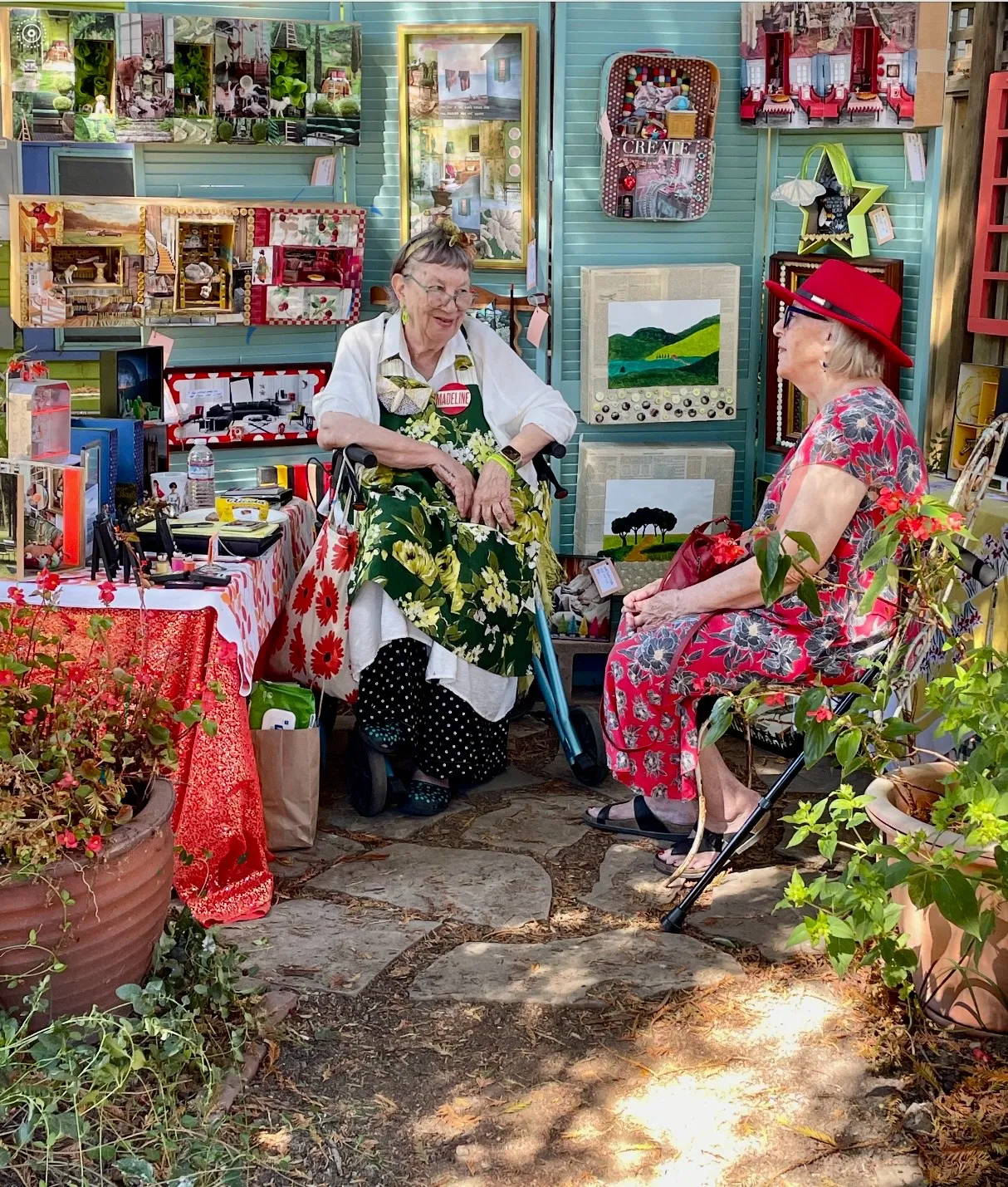 In the backyard redwood grove of fellow artist with a dear friend…