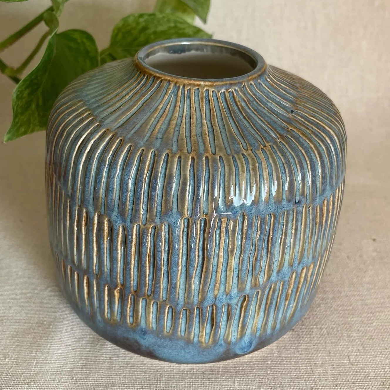 Wheel thrown and carved vessel. 