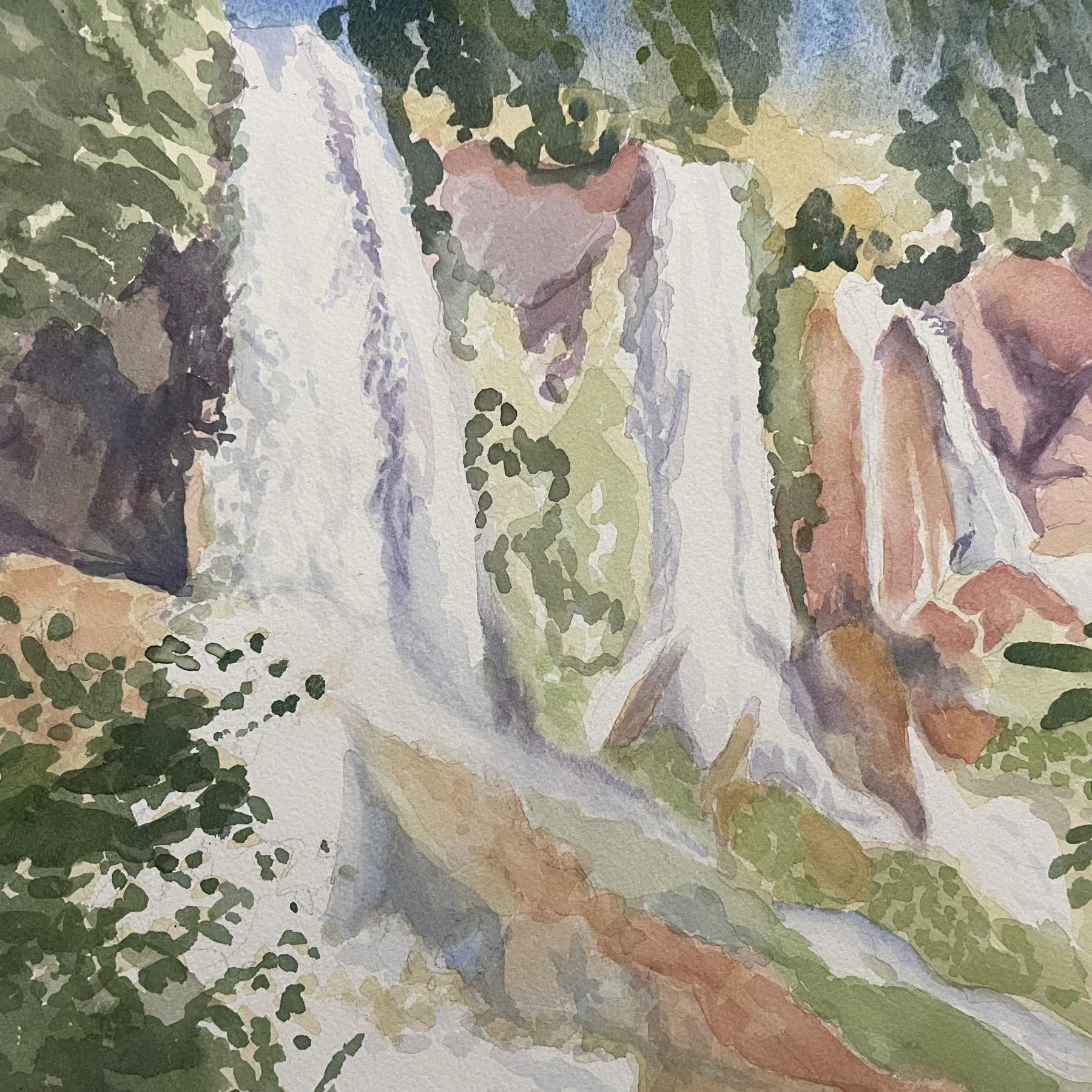 Rifle Falls, Watercolor on Paper
