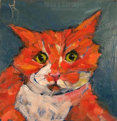 Silly Boy - Whimsical cat portrait by Joanie Springer
