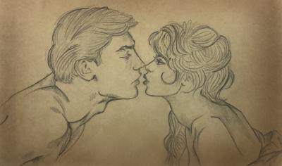 Kissy Kiss, Graphite Portrait Drawing on Card Stock