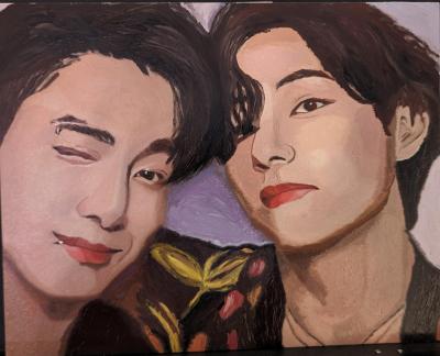 oil painting V and JK from BTS