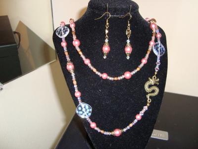 Pink Dragon Necklace Set