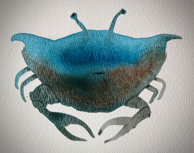 "Soul Crab". Painting in gouache, September, 2024