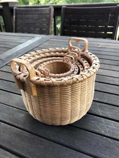 Nested set of black ash baskets