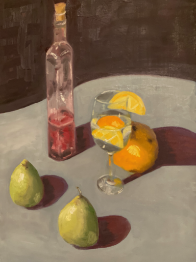 "Still Life Pears and Orange"