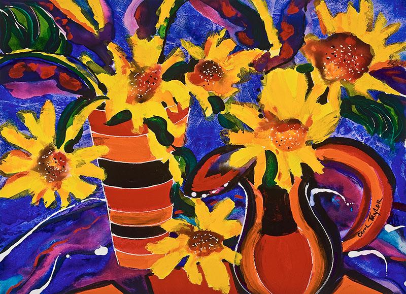 Two Vases of Sunflowers