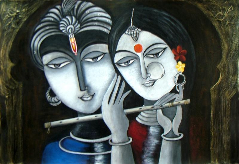 Radha Krishna Painting , Krishna and Radha, Original Painting