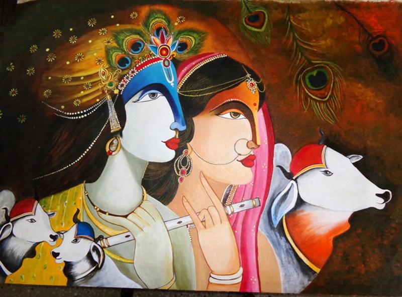 Radha Krishna Painting, 100% handcrafted, Excellent condition