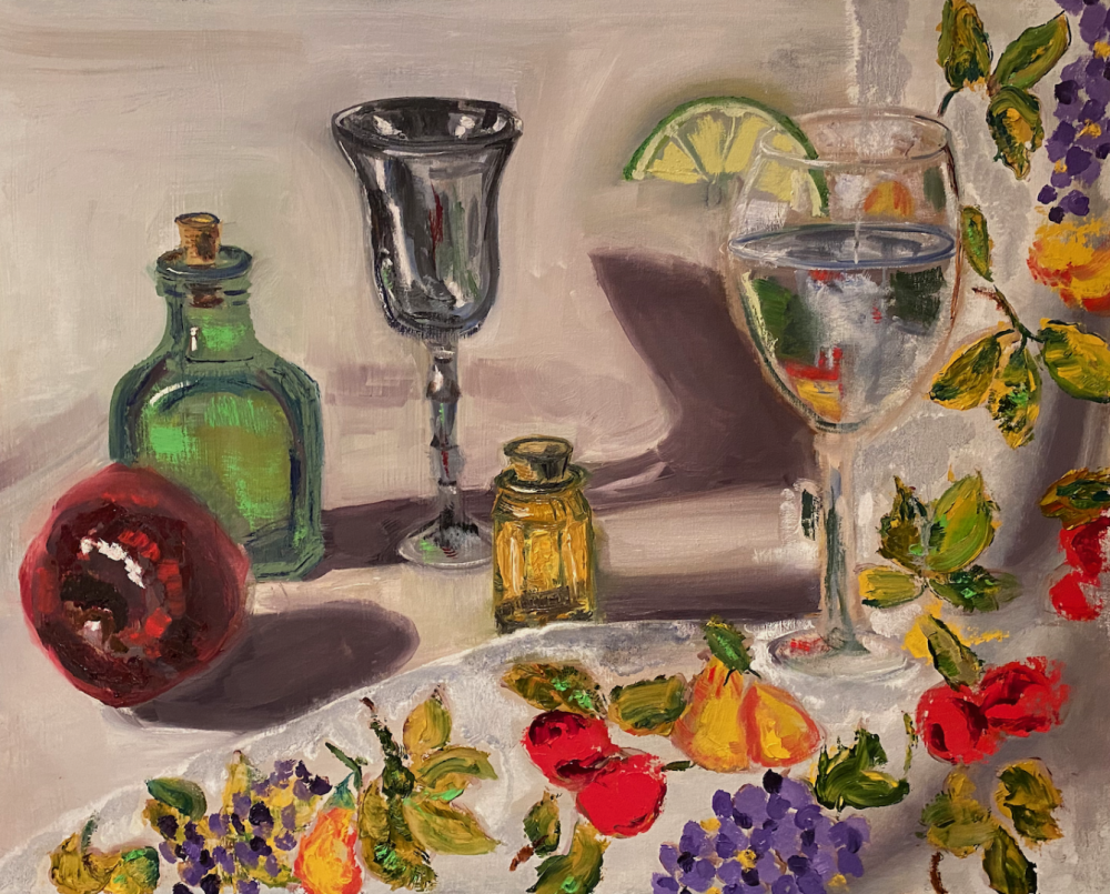 "Still Life with Green Bottle"