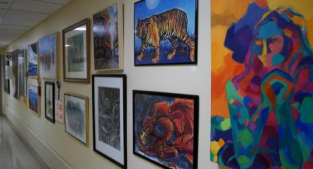 7th Annual Exhibit Artwork from the 7th Annual NAP Show for DMC lined the hallways of the Children's Hospital of Michigan