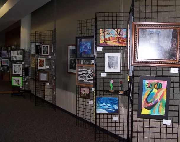 1st Annual Exhibit Artwork lining the skywalk at Aurora St. Luke's Medical Center