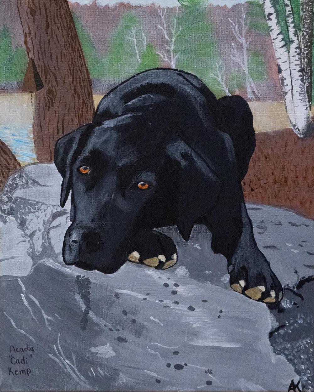 painting of black dog