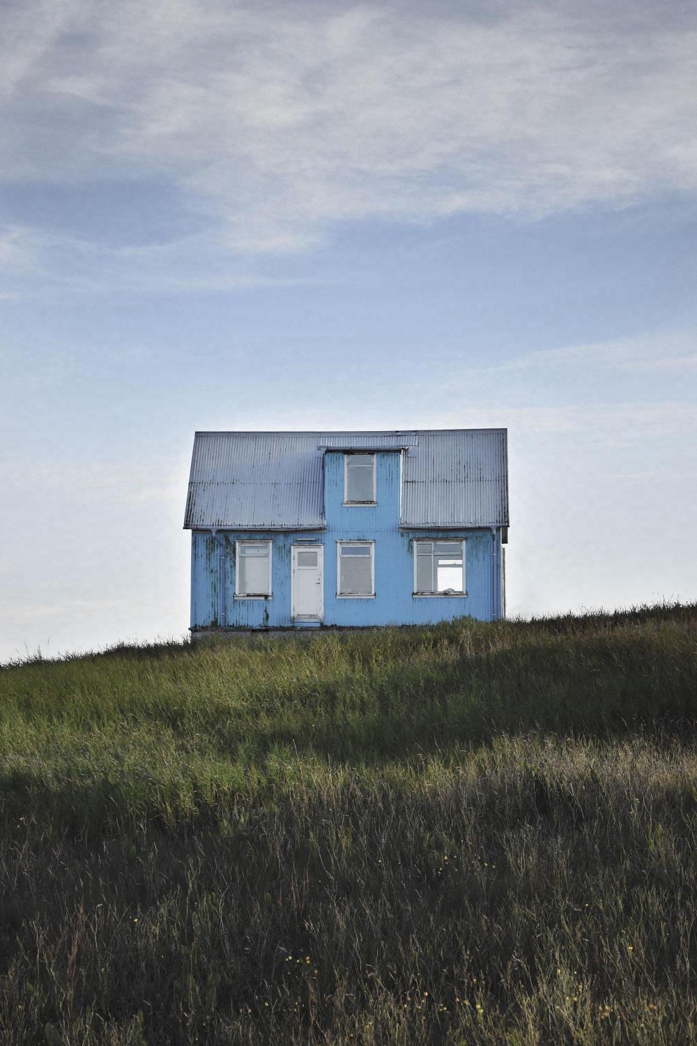 photo of a blue house