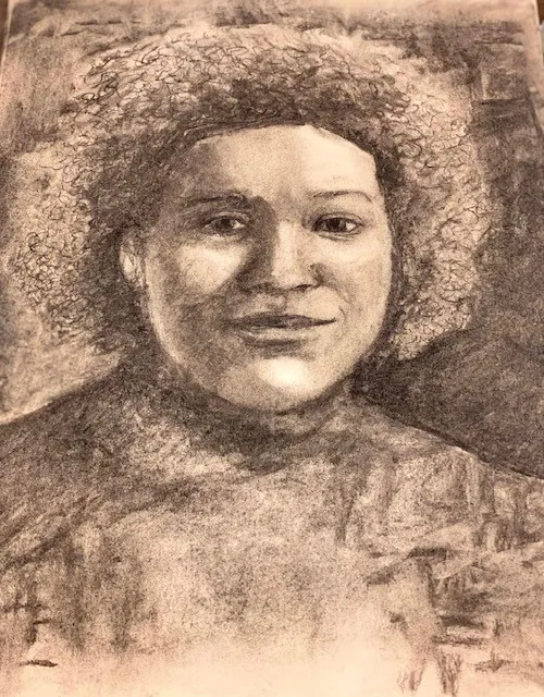 portrait done with charcoal on paper