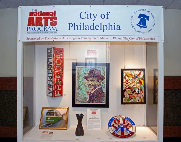 14th Annual Exhibit NAP artwork on display in the beautiful case right outside the Mayor's office.