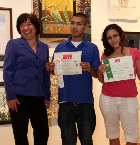9th Annual Exhibit Laura Esparza presenting Scholarship Award and Third Place in the Teen 13-18 category