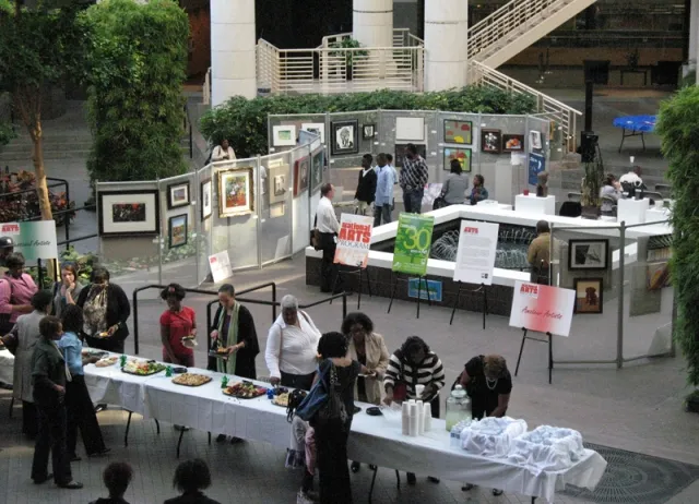 14th Annual Exhibit Attendees take in artwork and food at the 14th Annual Awards Reception in Fulton County