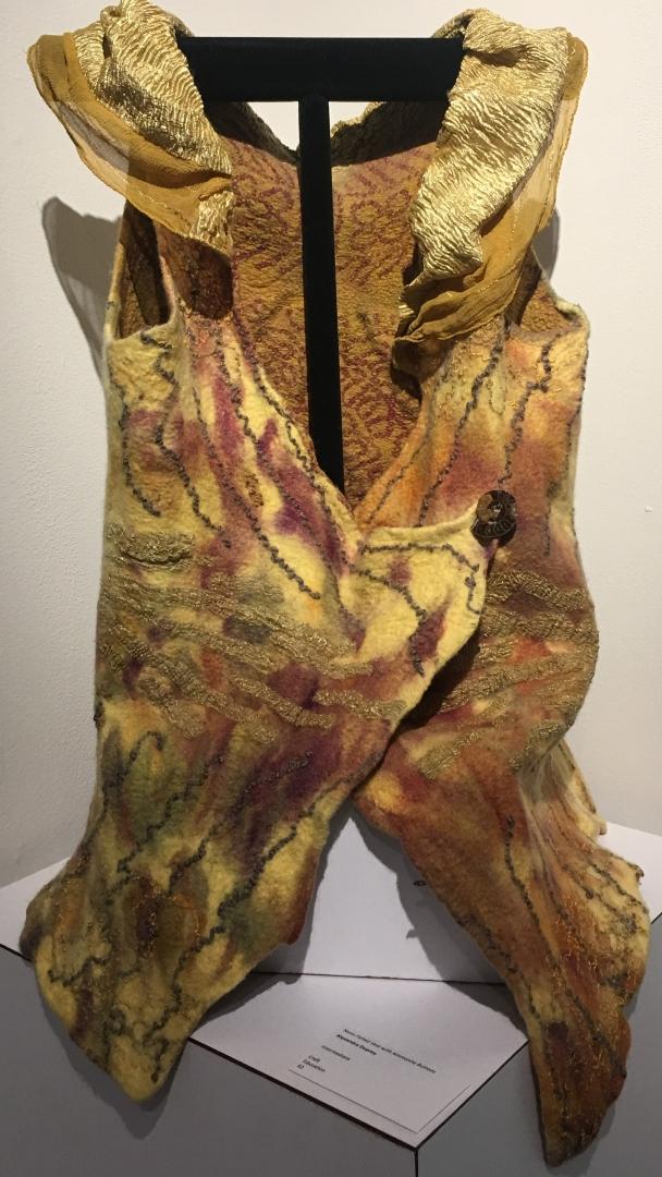 6th Annual Exhibit Nuno Felted Vest with Ammonite Buttons