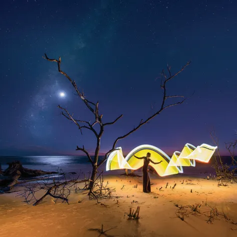 12th Annual Exhibit Dusk at Fort de Soto (single exposure light painting)