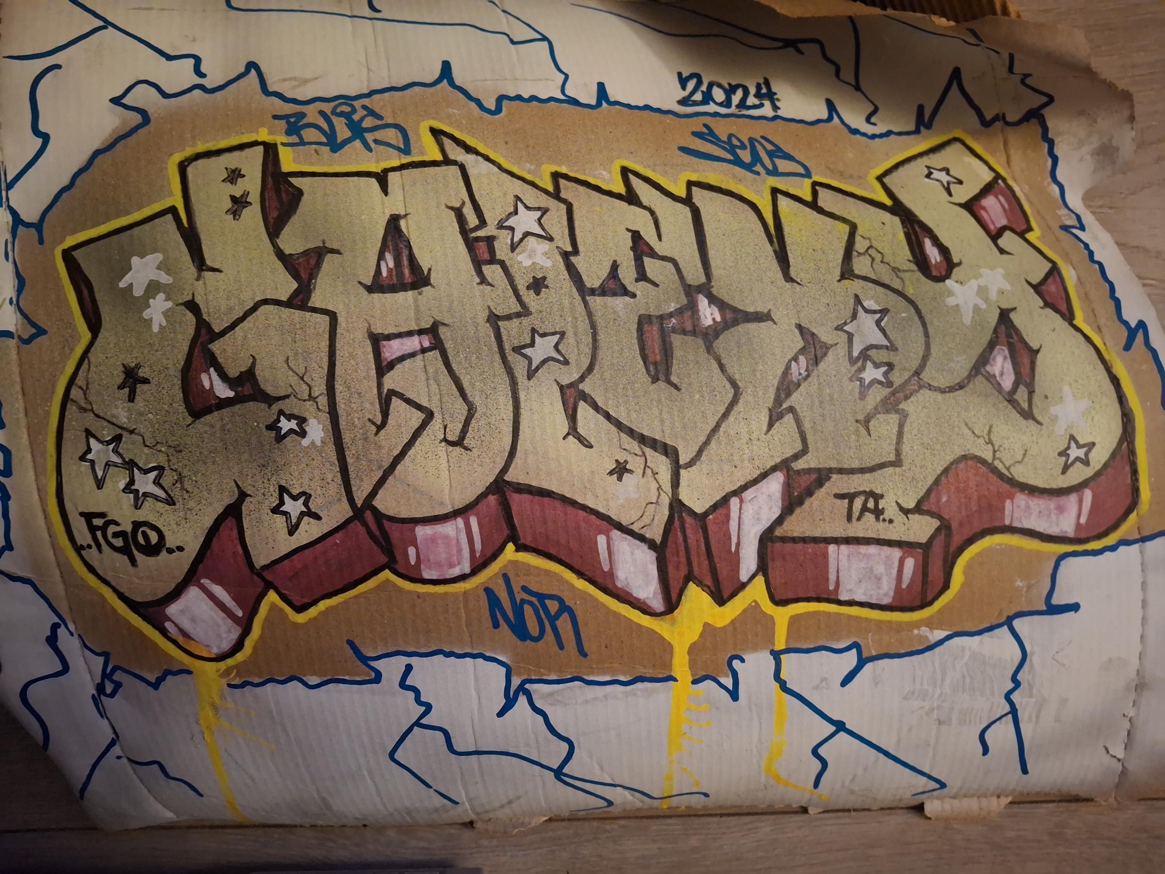 Spray paint on cardboard.