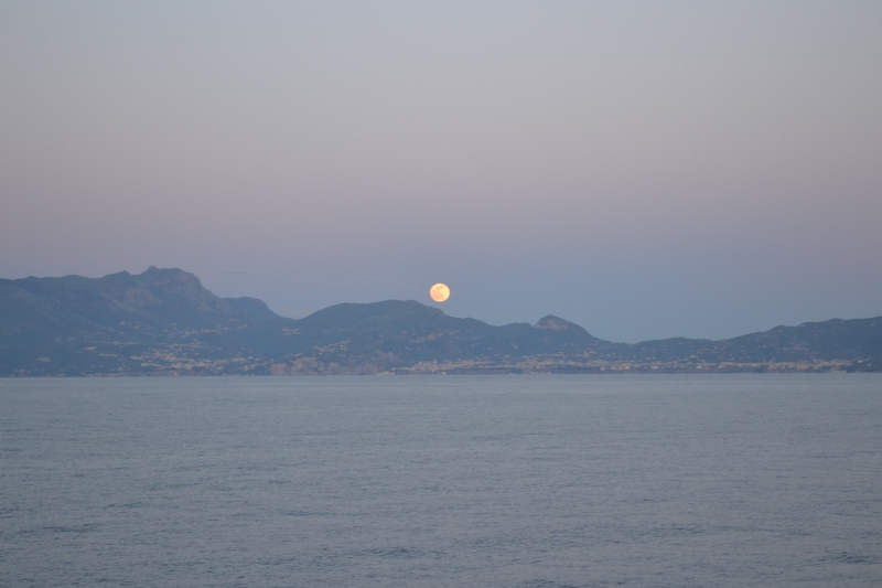Moon over coast of Turkey