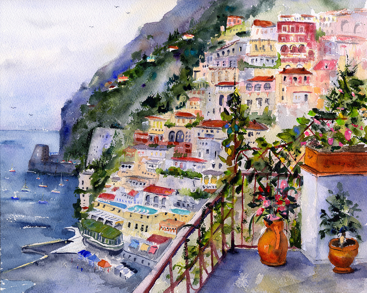  Positano, Italy Watercolor Painting