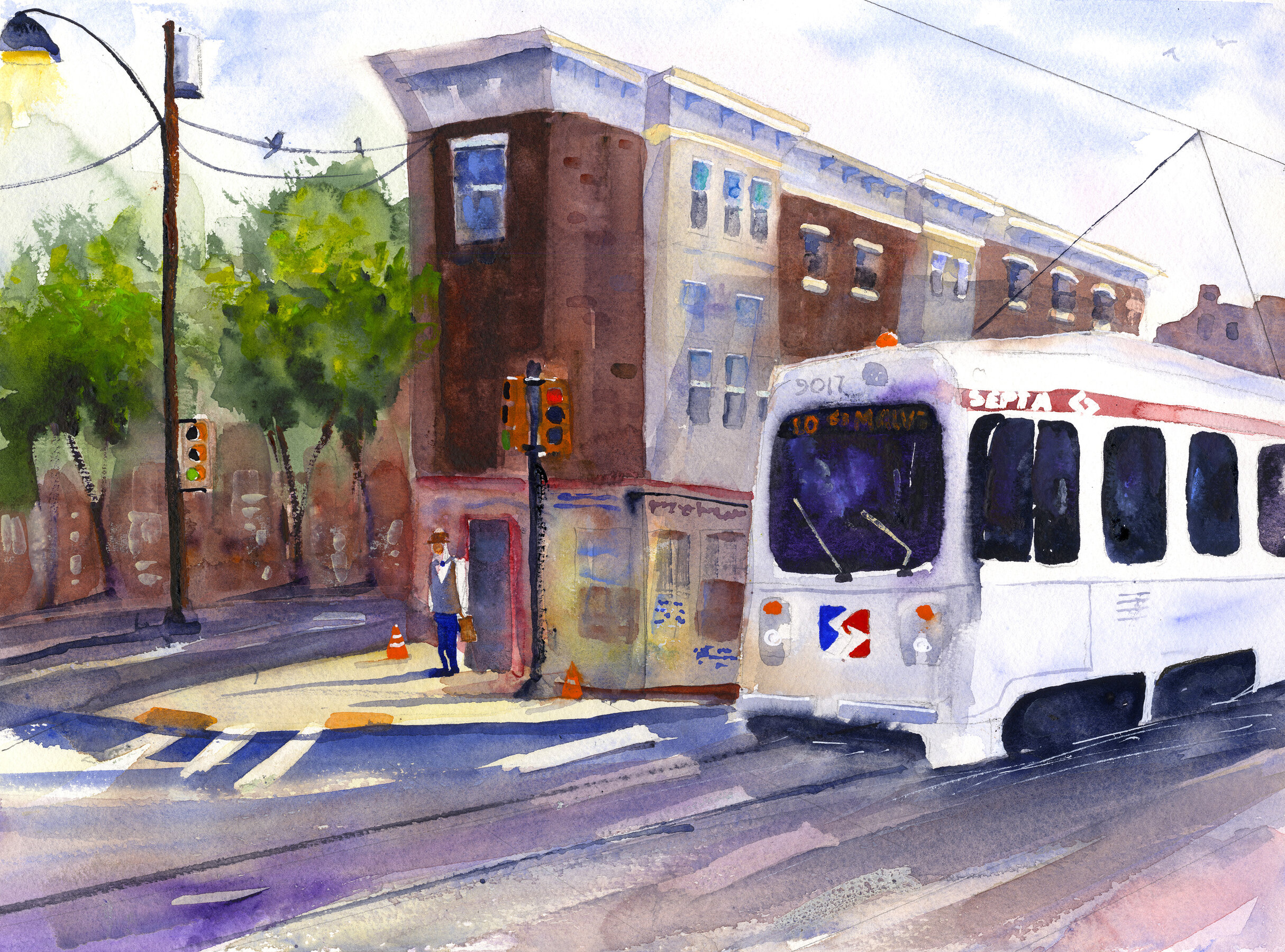 Philadelphia Septa Bus Watercolor