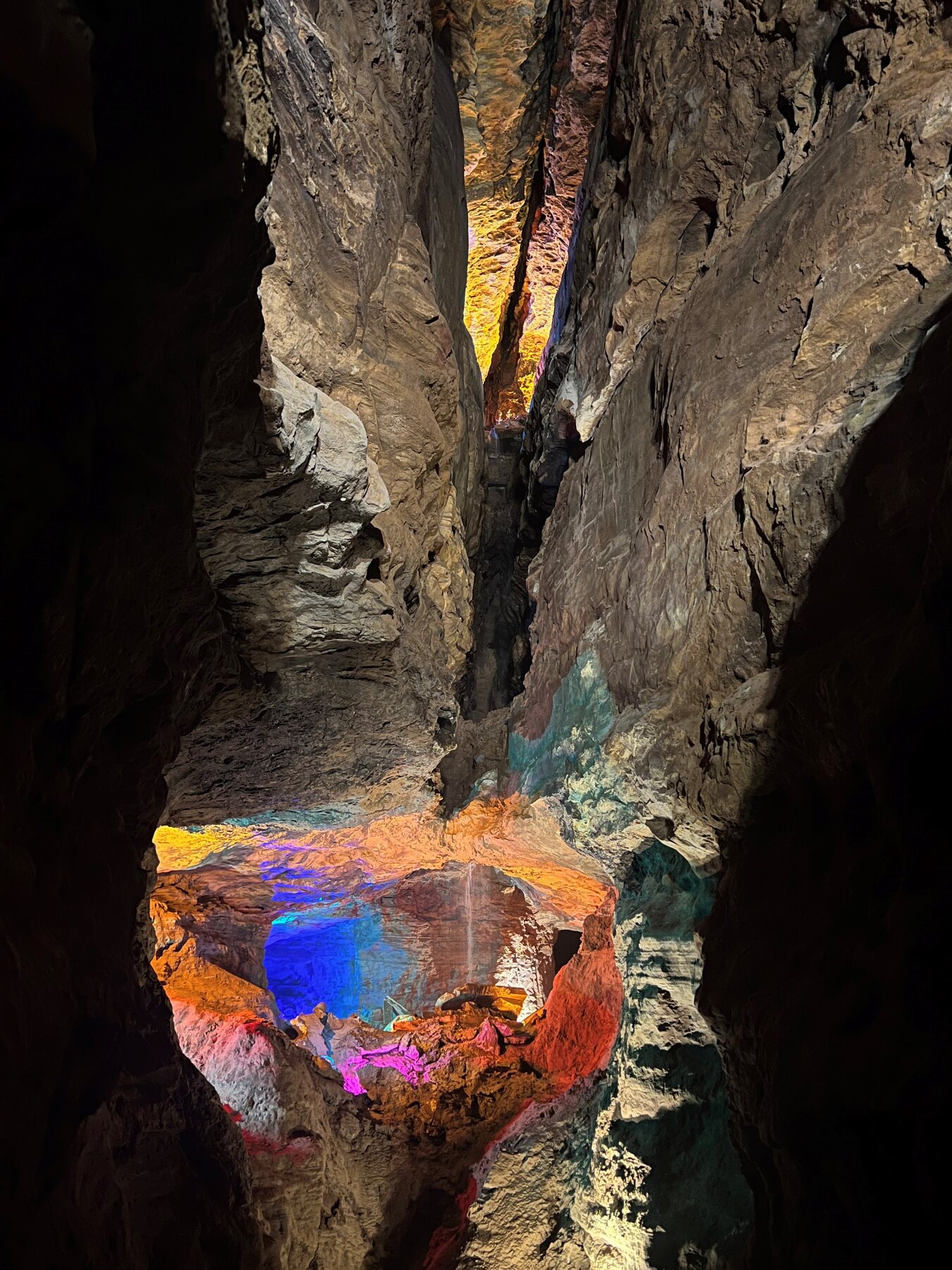 Abstract photo of a cavern waterfall