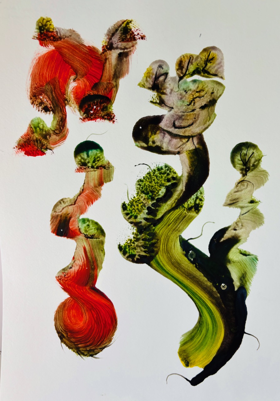 Abstract painting in watercolor, from 2020.