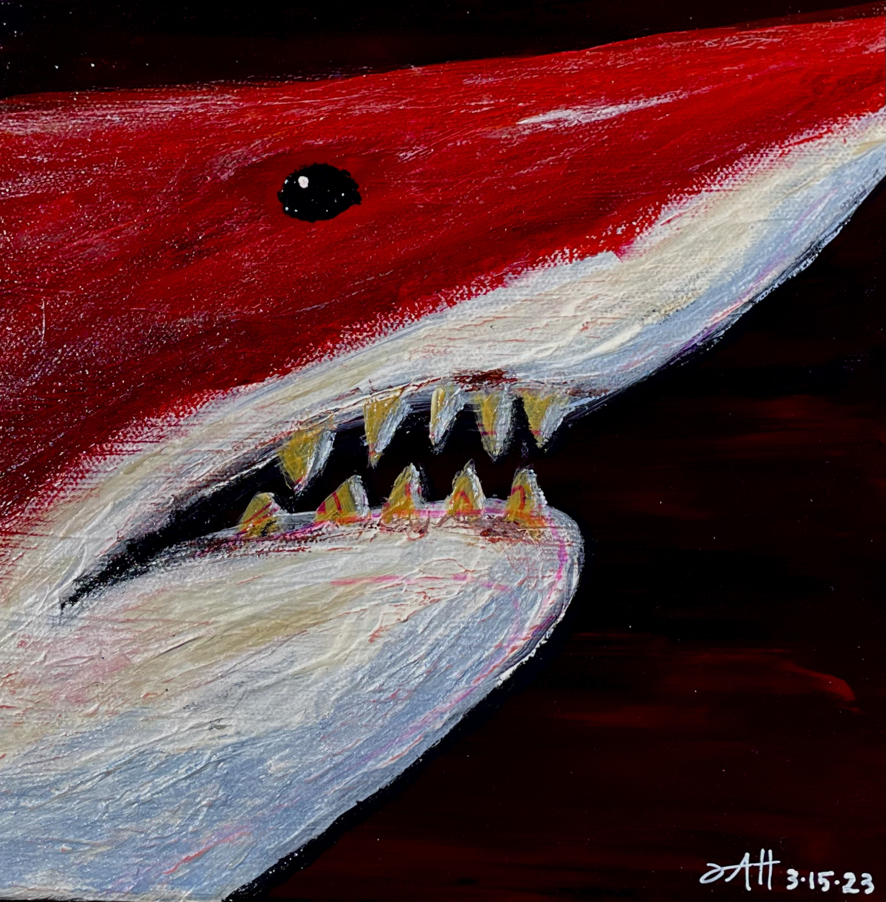 Crimson Shark 8x8 Painting