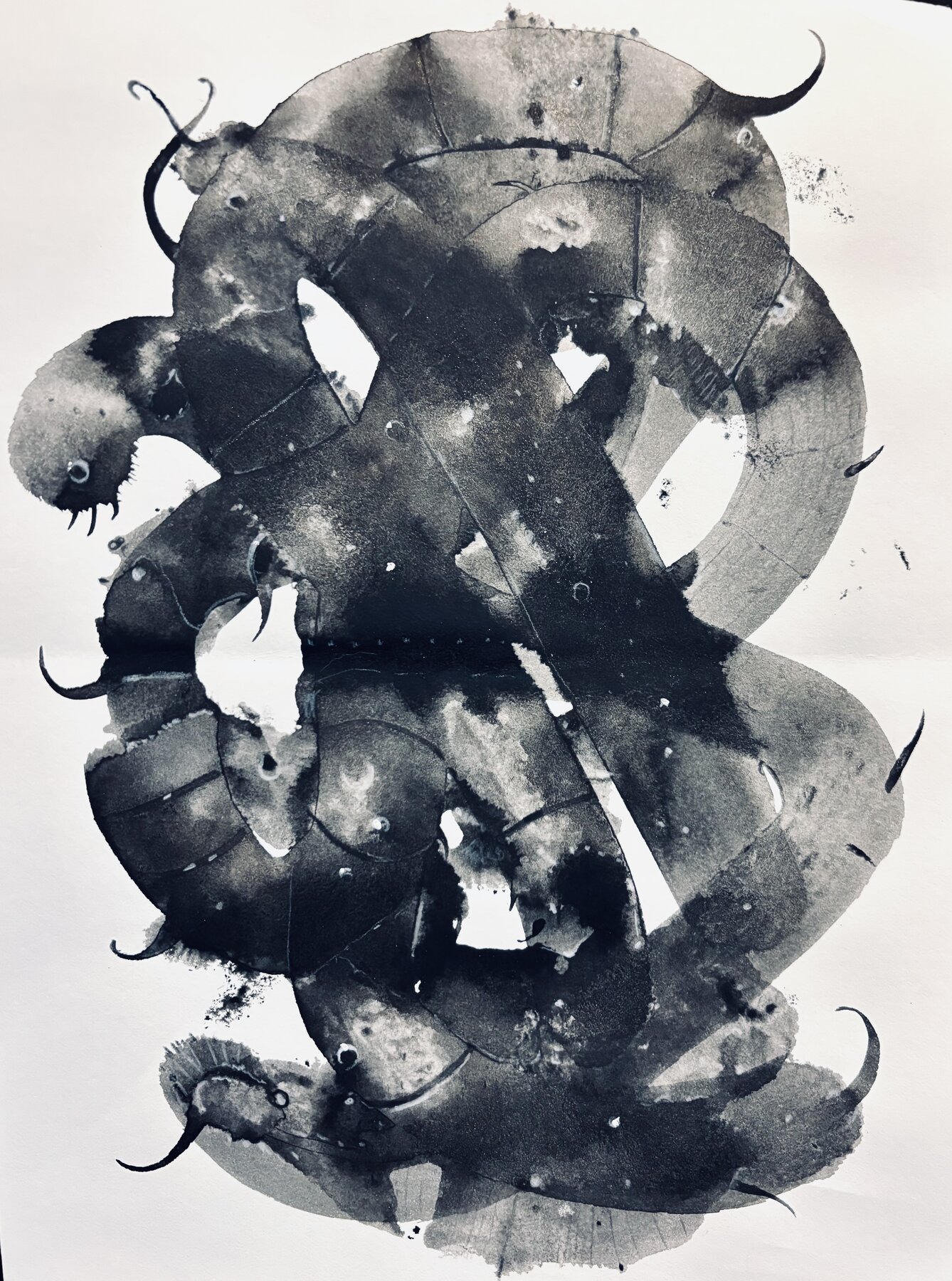 Painting in India ink washes and folded paper