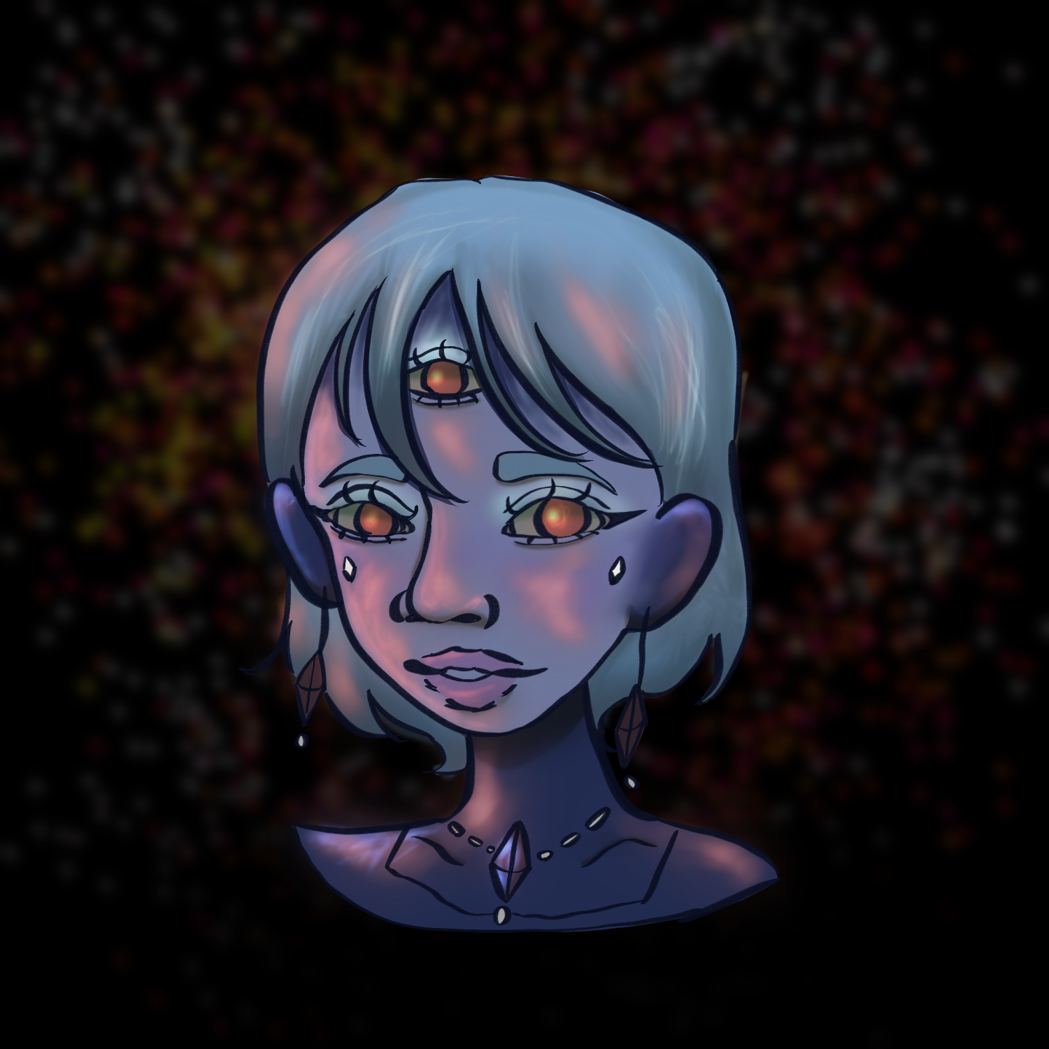 Blue alien girl with 3 eyes
