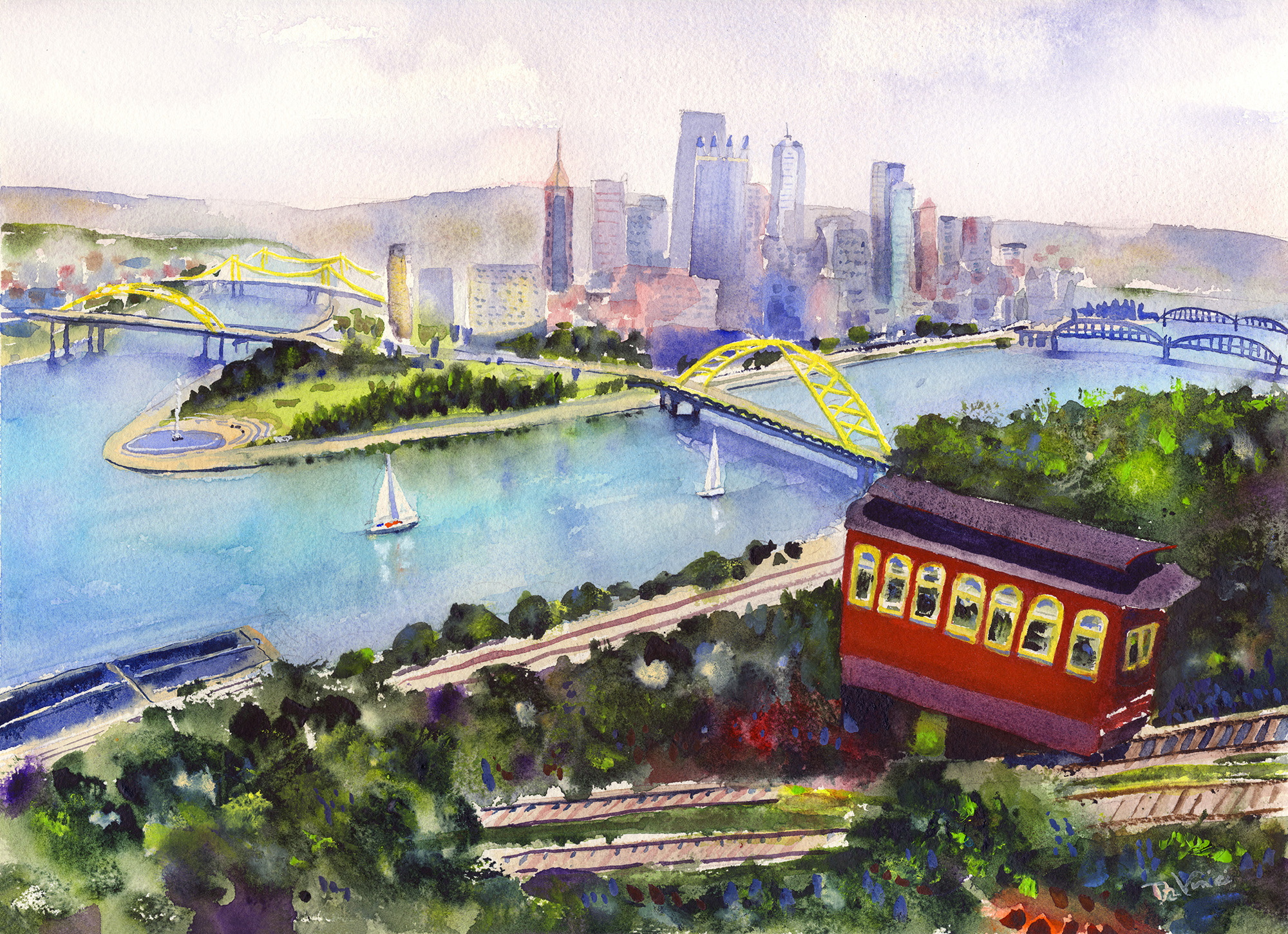 Duquesne Incline looking over the city of Pittsburgh