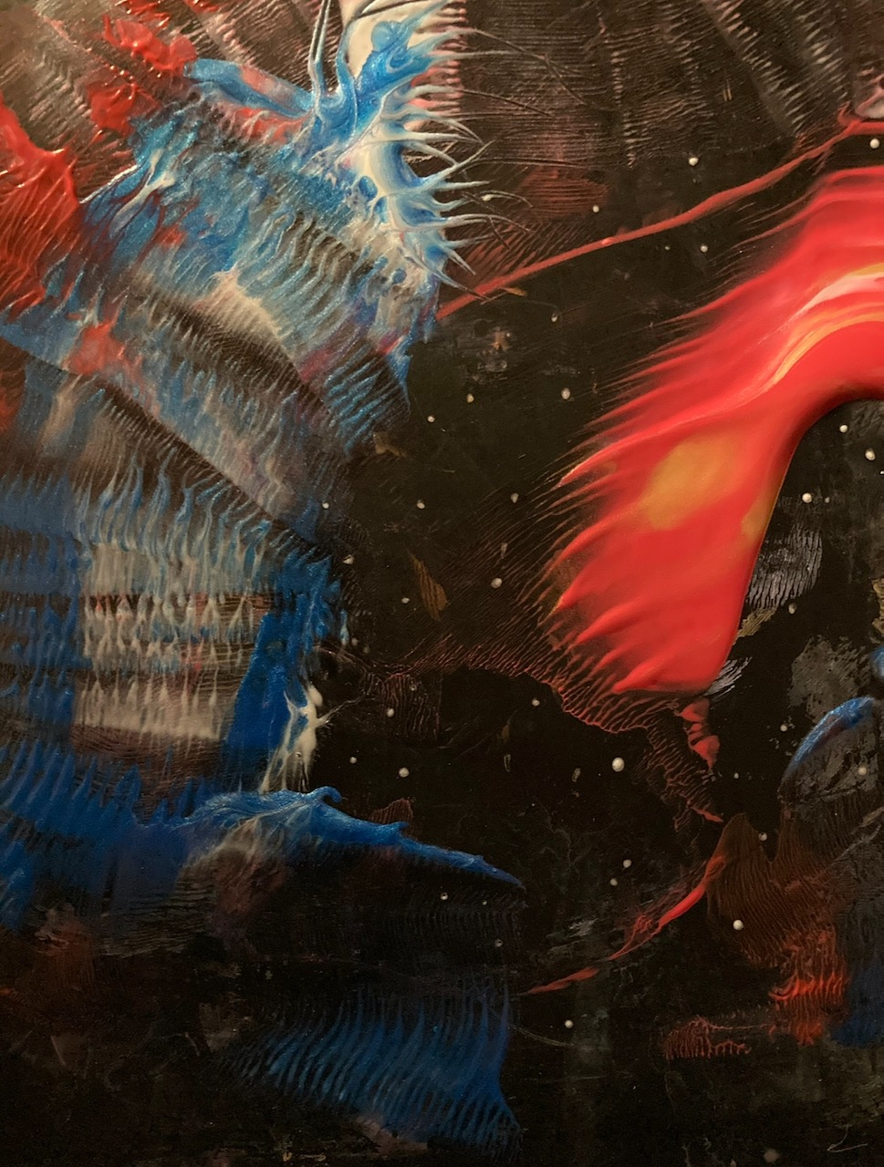 "The Dark Realm" Acrylic paints on rubber, 2023. 