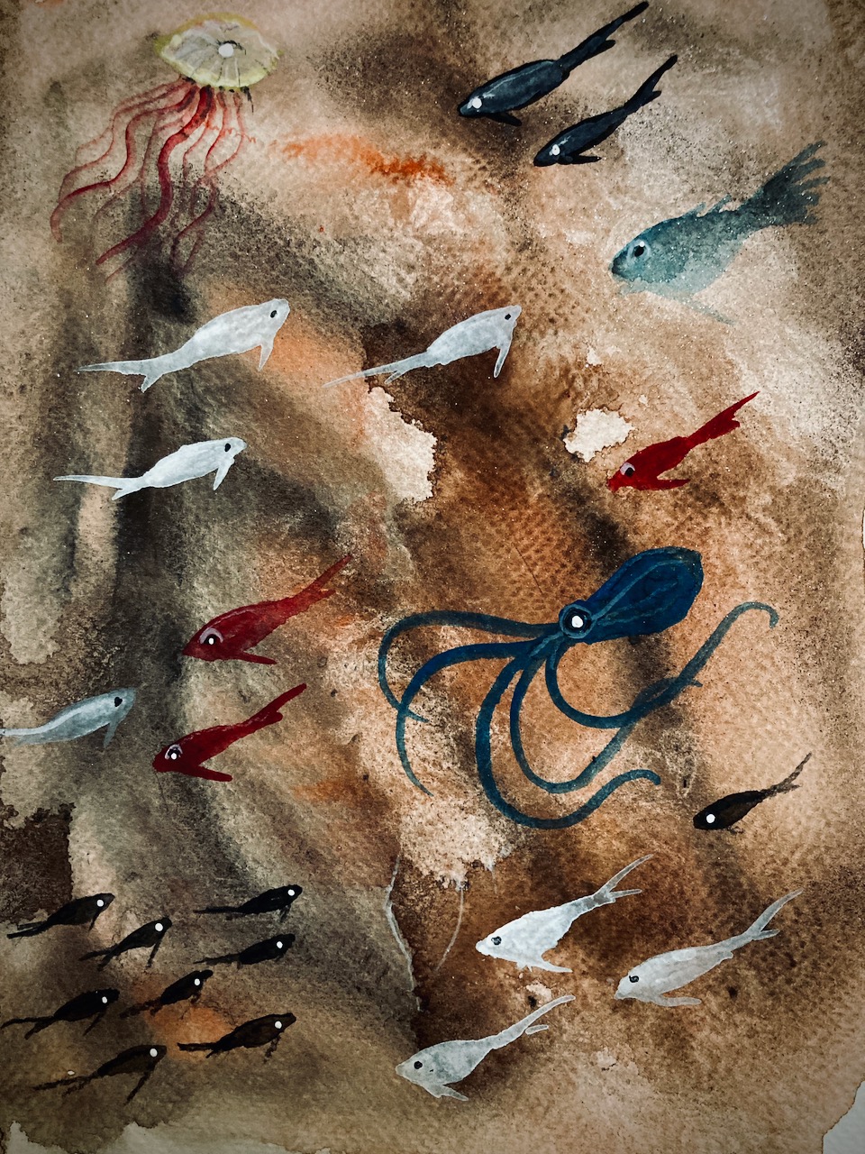 "Just Below", painting in gouache, 2024