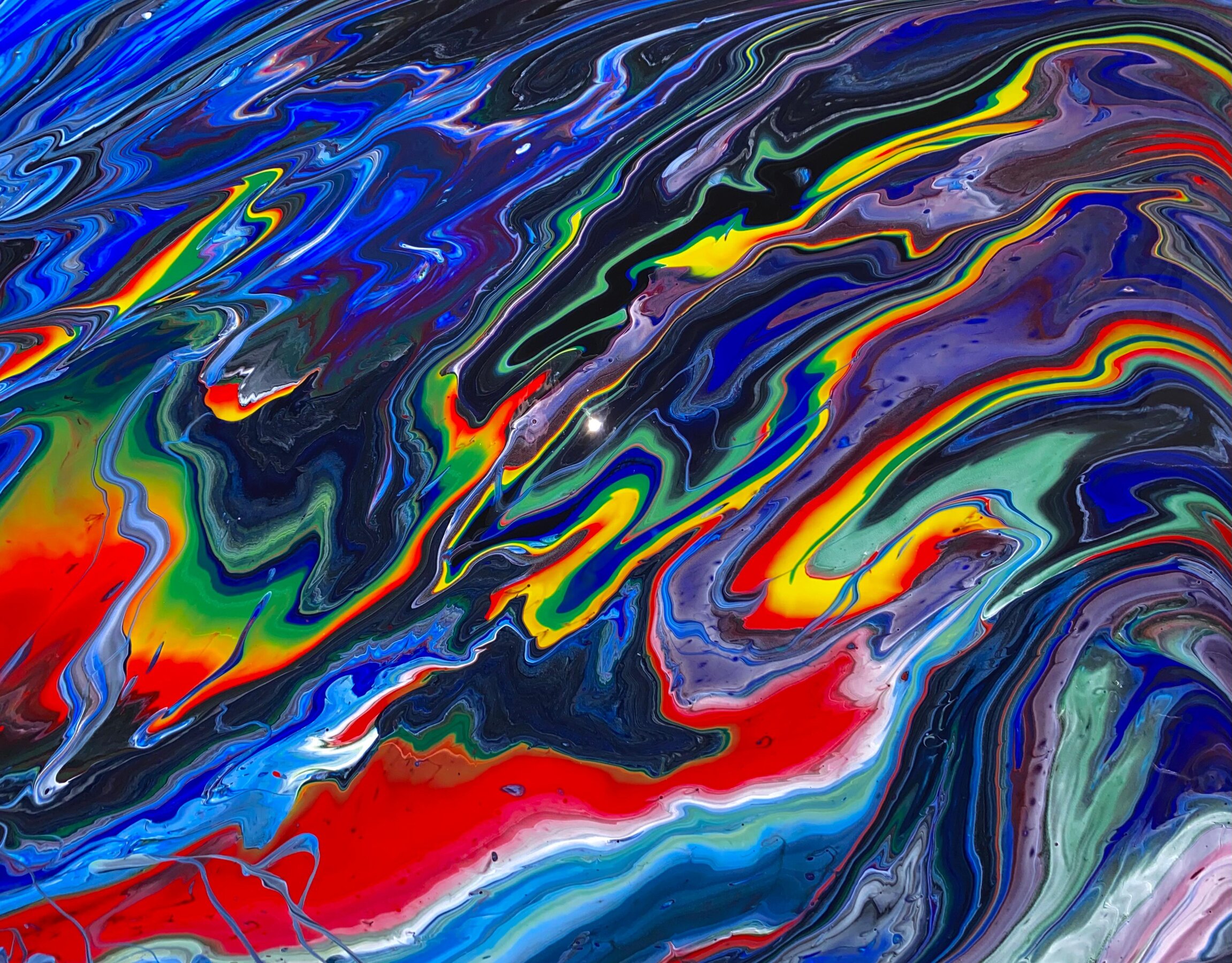 Tempura & acrylic abstract pour created by Jason Hoogvorst in 2021