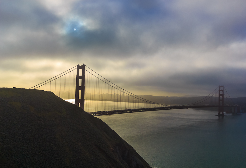 Moon Over Golden Gate Bridge