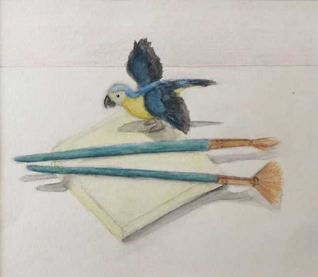 Still Life with Bird and Brushes