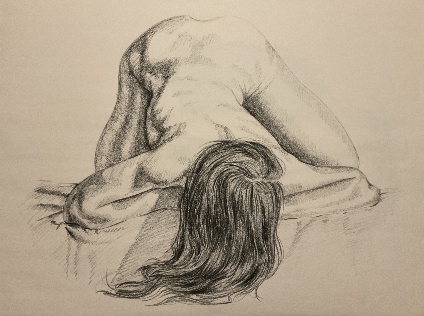Untitled, Charcoal Drawing on Newsprint Paper 18" x 24"