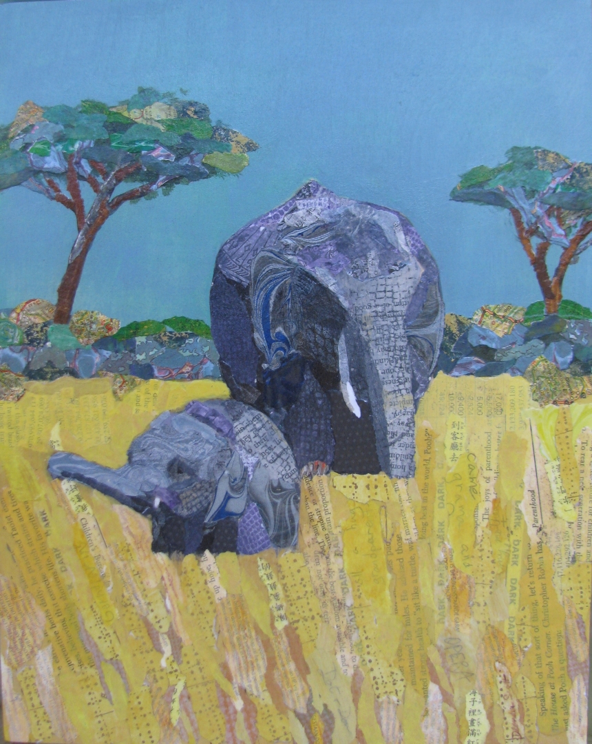collage, elephants