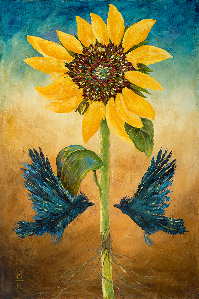 sunflower, birds